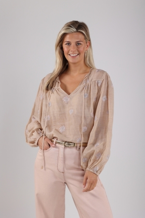 NUKUS Kaoutar Blouse Embroidery 9 sand