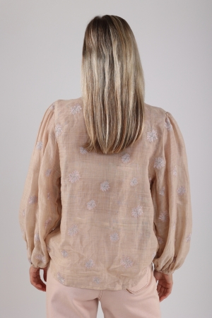 NUKUS Kaoutar Blouse Embroidery 9 sand