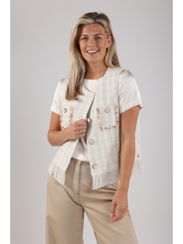 NUKUS Laure Gilet 208 offwhite/silver