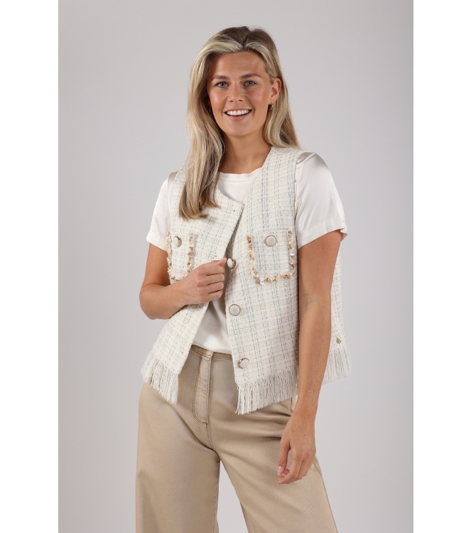 NUKUS Laure Gilet 208 offwhite/silver