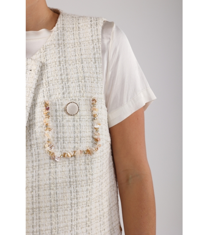 NUKUS Laure Gilet 208 offwhite/silver