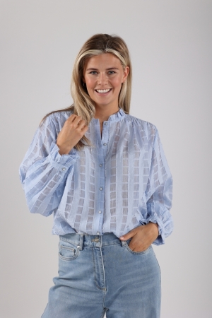 NUKUS Jenna Blouse Check 46 sky
