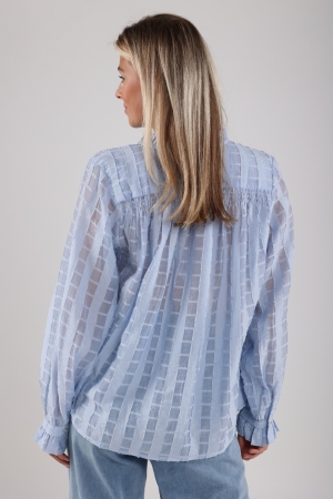 NUKUS Jenna Blouse Check 46 sky