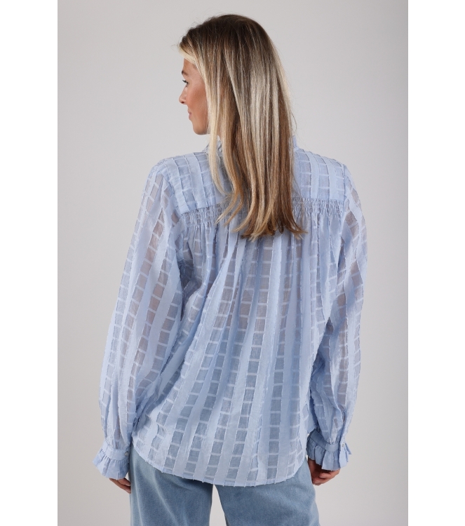 NUKUS Jenna Blouse Check 46 sky
