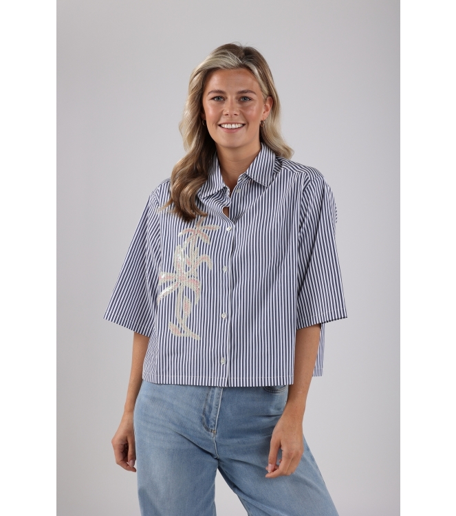 NUKUS Isa Blouse Stripe 217 navy/offwhite