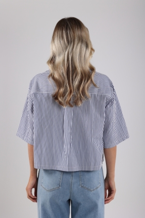 NUKUS Isa Blouse Stripe 217 navy/offwhite