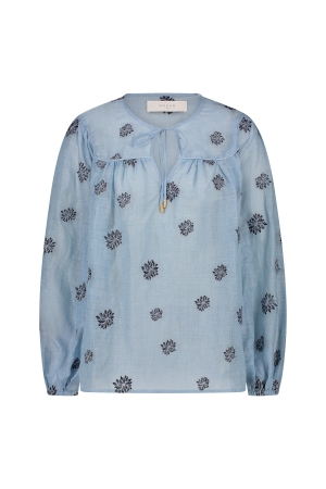 NUKUS Kaoutar Blouse Embroidery 46 sky