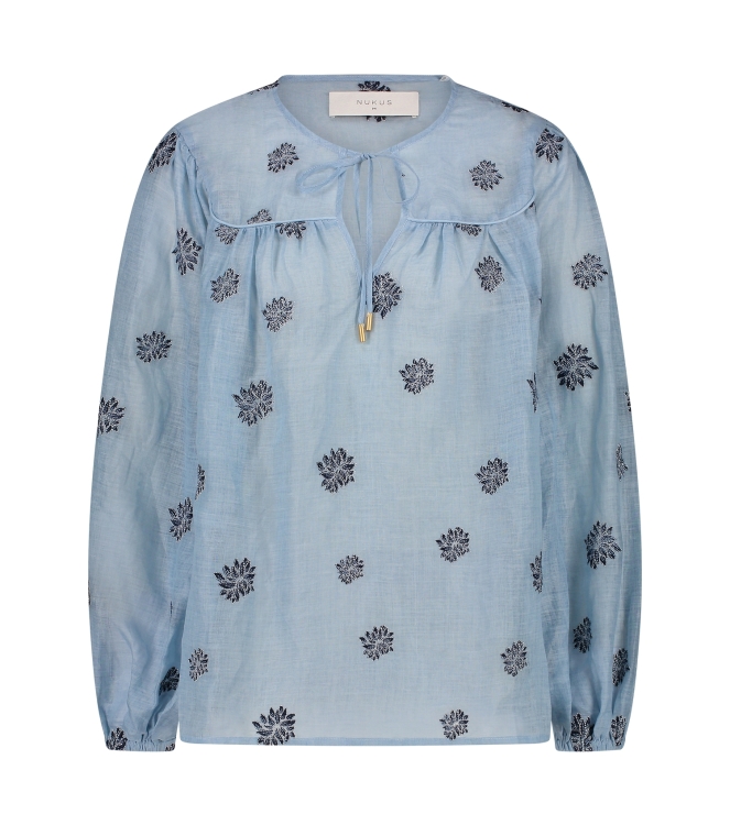 NUKUS Kaoutar Blouse Embroidery 46 sky