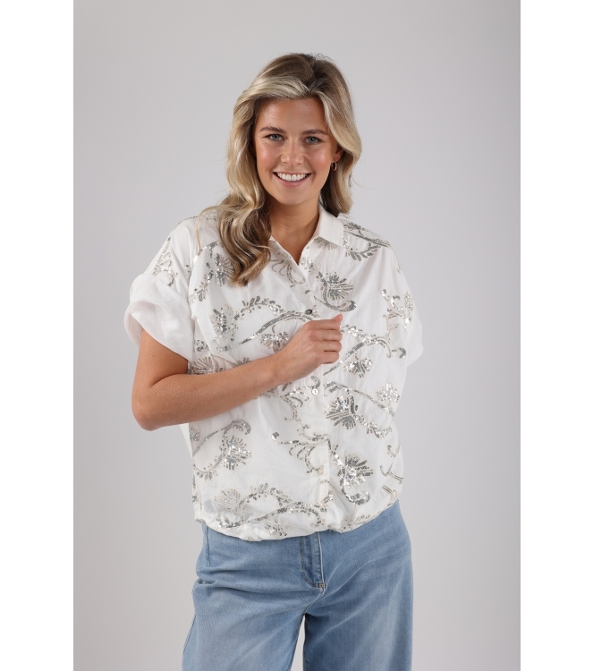 NUKUS Catalina Blouse Paillet 17 off white