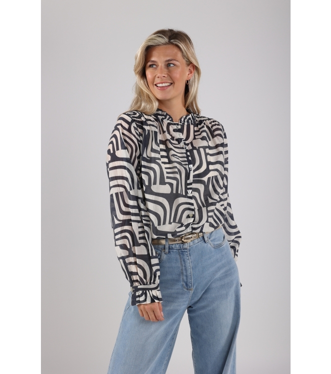 NUKUS Jenna Blouse Voile 219 offwhite/navy