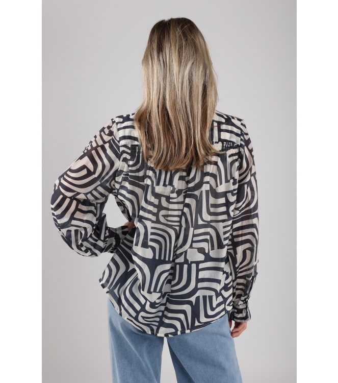 NUKUS Jenna Blouse Voile 219 offwhite/navy