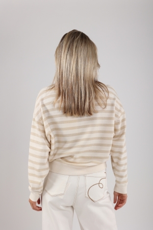 NUKUS Noa Pullover Stripes 131 offwhite/sand