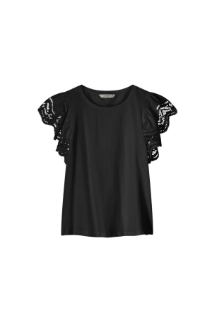 Summum Woman Butterfly sleeve top with lace 990 Black