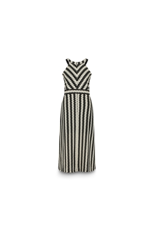 Summum Woman QUINTY: Long halter fine crochet dress 985 Black-Ivory