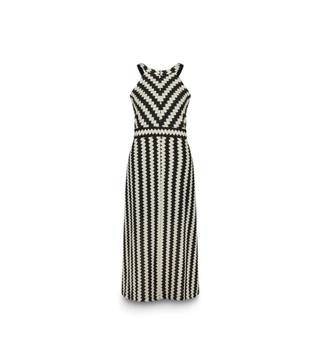 Summum Woman QUINTY: Long halter fine crochet dress 985 Black-Ivory