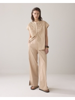 Summum Woman Trousers long cotton stretch 707 Sesame