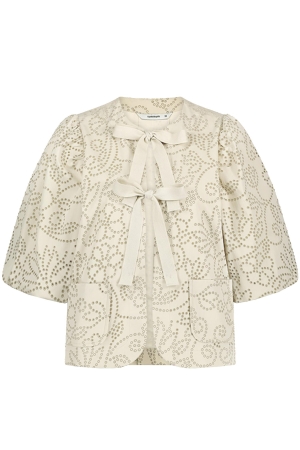 Summum Woman Top laser cut dots 707 Sesame