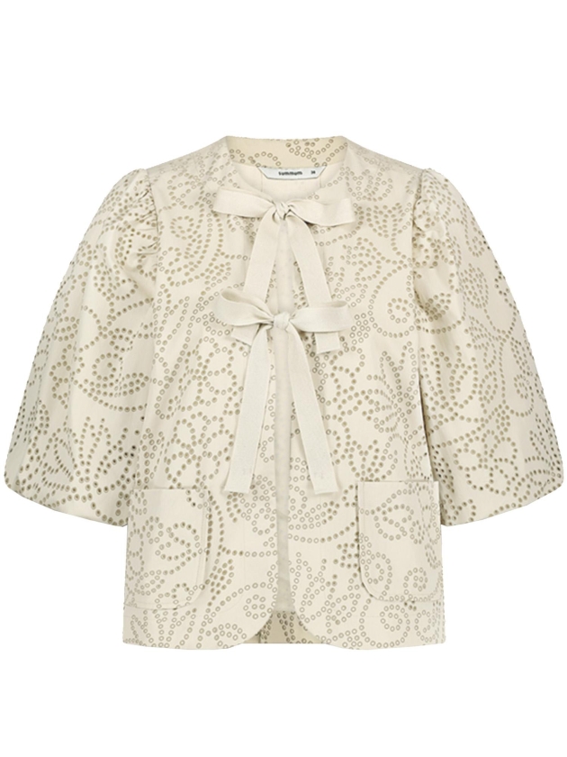 Summum Woman Top laser cut dots 707 Sesame