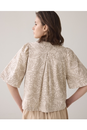 Summum Woman Top laser cut dots 707 Sesame