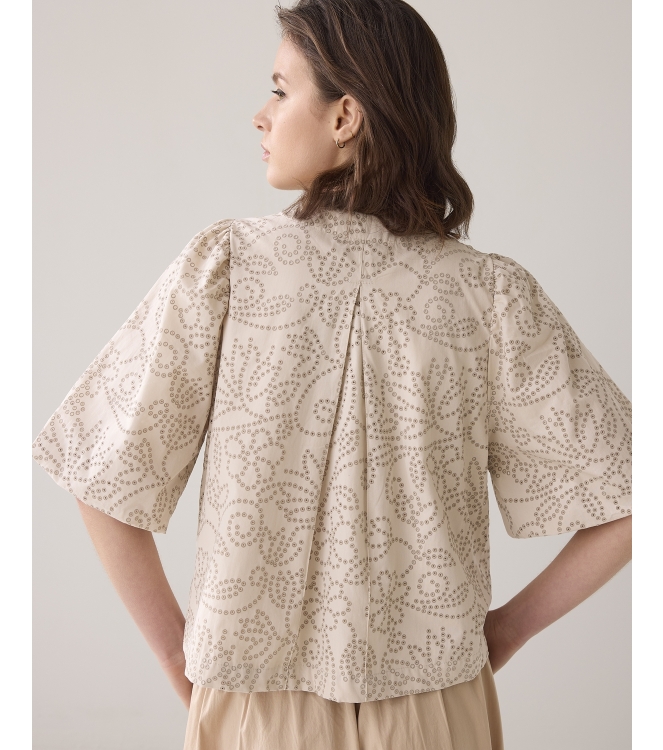 Summum Woman Top laser cut dots 707 Sesame