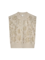 Summum Woman Short sleeve embellished sweatshirt 702 Pebble beige