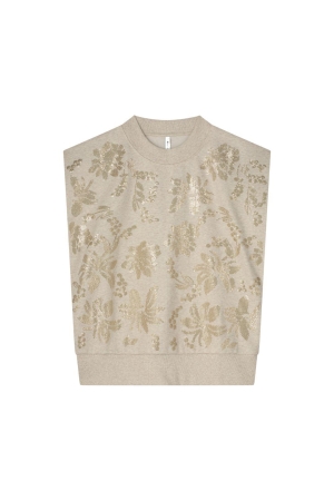 Summum Woman Short sleeve embellished sweatshirt 702 Pebble beige