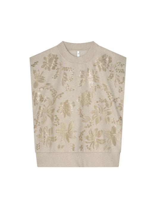 Summum Woman Short sleeve embellished sweatshirt 702 Pebble beige