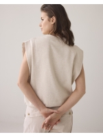 Summum Woman Short sleeve embellished sweatshirt 702 Pebble beige