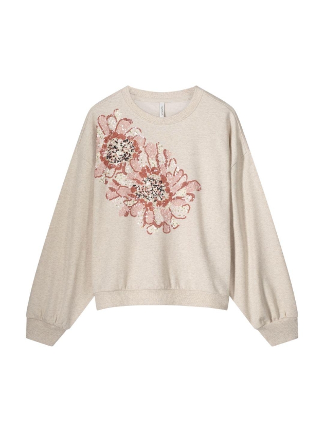 Summum Woman Long sleeve embellished sweatshirt 702 Pebble beige