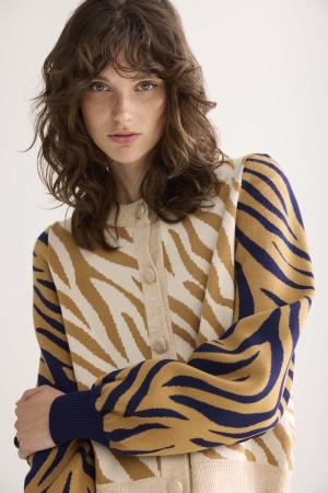 Summum Woman Knitted jacket jacquard viscose polyamide knit 120 Multicolour