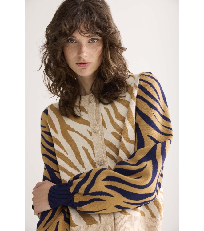 Summum Woman Knitted jacket jacquard viscose polyamide knit 120 Multicolour