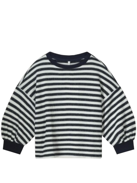 Summum Woman Jersey Sweater Waffle Lurex Stripe 480 Navy noir