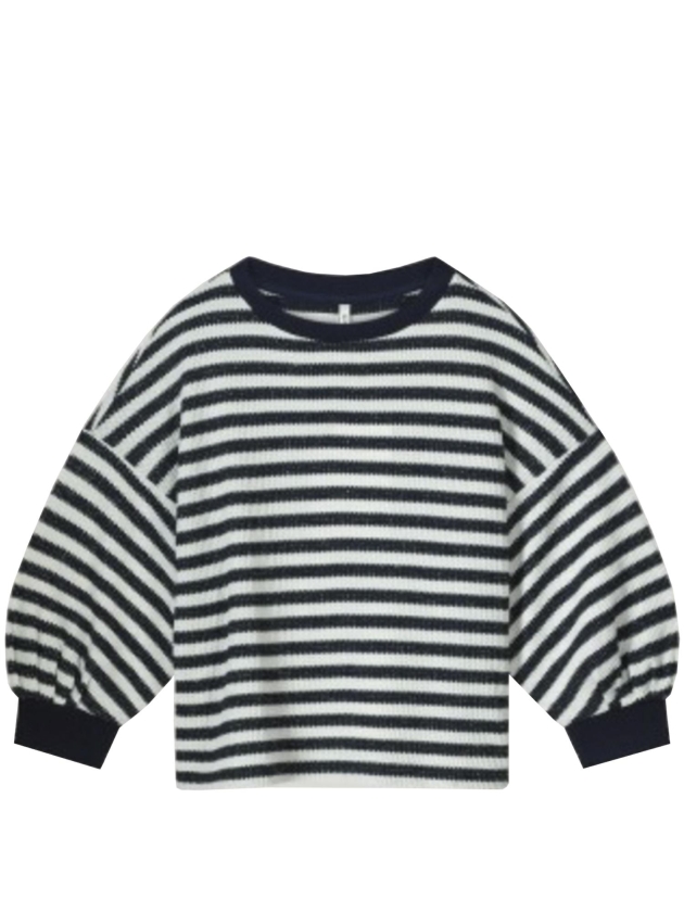 Summum Woman Jersey Sweater Waffle Lurex Stripe 480 Navy noir
