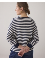 Summum Woman Jersey Sweater Waffle Lurex Stripe 480 Navy noir