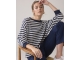 Summum Woman Jersey Sweater Waffle Lurex Stripe 480 Navy noir