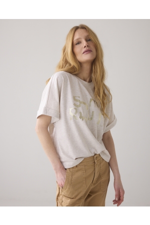 Summum Woman Boxy Artwork Tee 702 Pebble beige