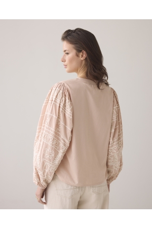Summum Woman Longsleeve blouse Tape Embroidery 504 Rose smoke