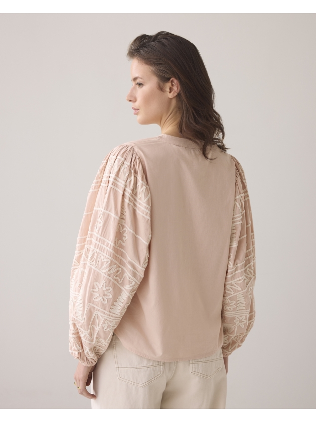 Summum Woman Longsleeve blouse Tape Embroidery 504 Rose smoke