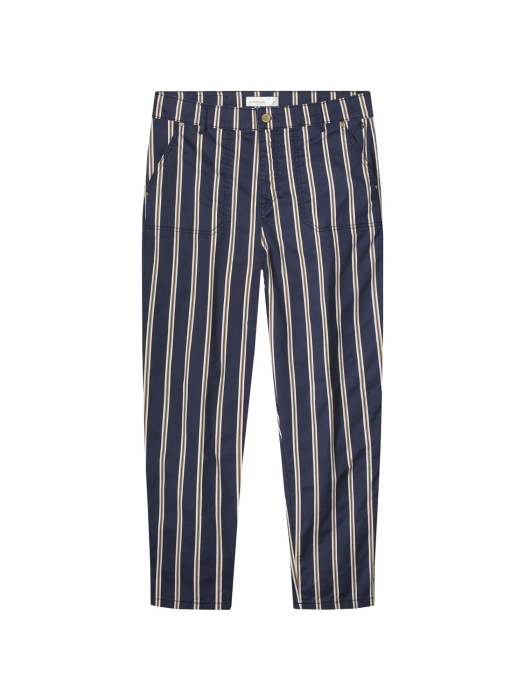Summum Woman Tapered pant multi stripe cotton twill 480 Navy noir