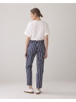 Summum Woman Tapered pant multi stripe cotton twill 480 Navy noir