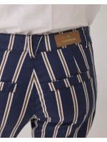 Summum Woman Tapered pant multi stripe cotton twill 480 Navy noir