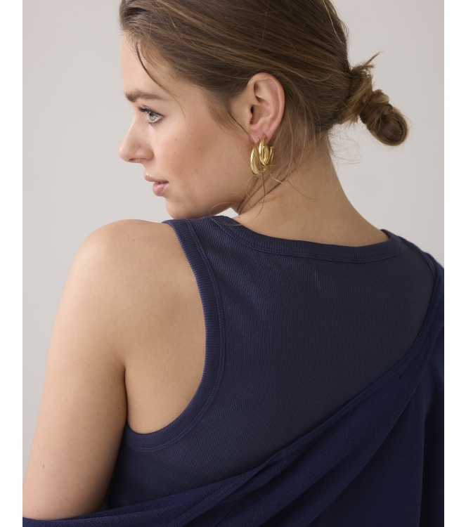 Summum Woman Rib tanktop cotton rib 480 Navy noir