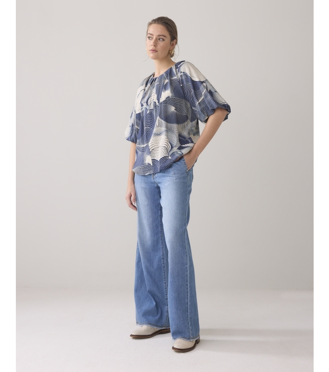Summum Woman Top two tone print 480 Navy noir