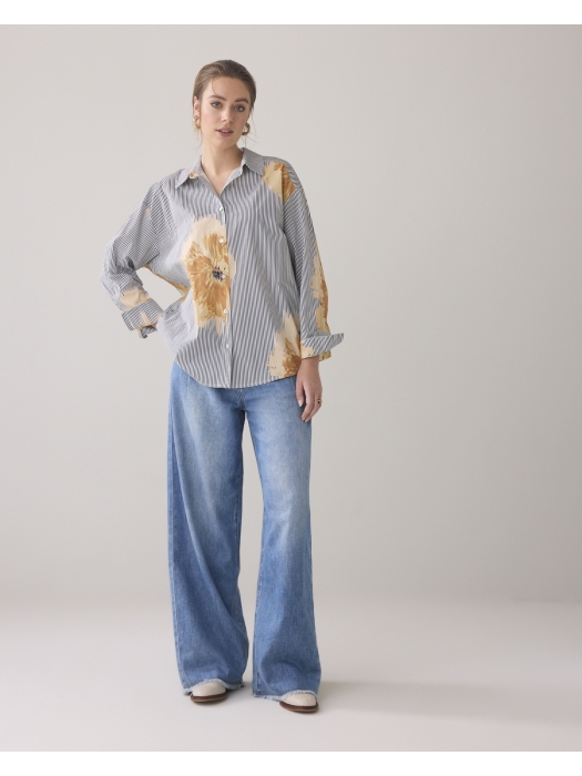 Summum Woman Blouse flowers and stripes 120 Multicolour