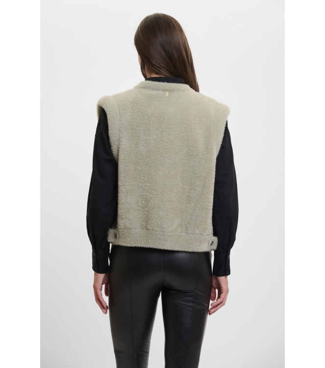 Rino en Pelle Short waistcoat 10812 dusty khaki