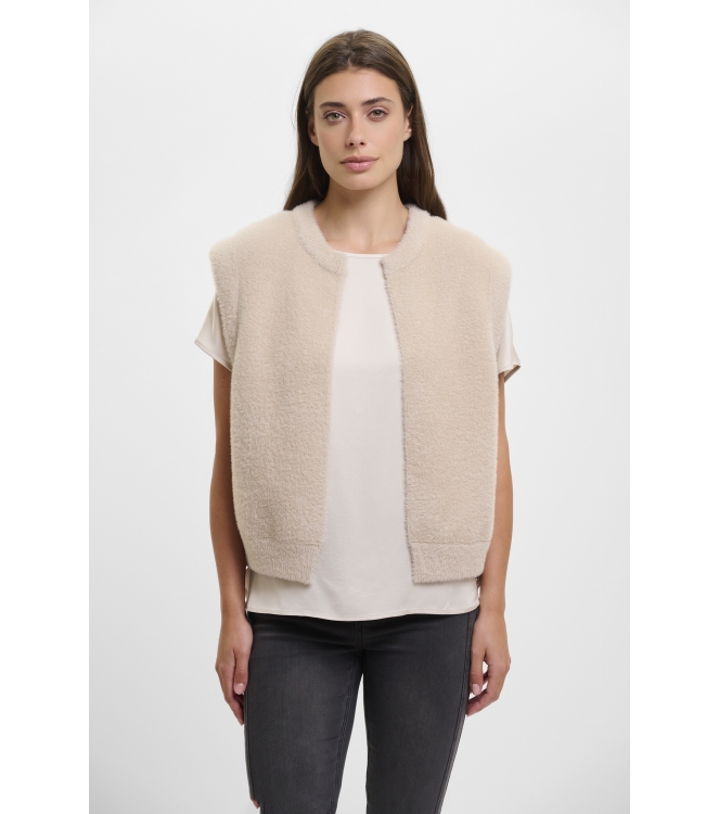 Rino en Pelle Short waistcoat 10509 stone