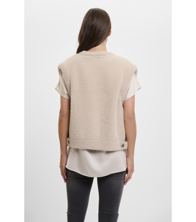 Rino en Pelle Short waistcoat 10509 stone
