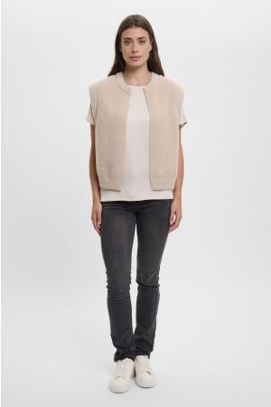 Rino en Pelle Short waistcoat 10509 stone