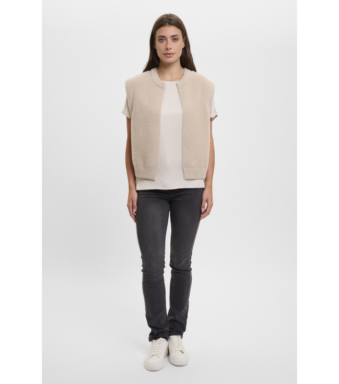 Rino en Pelle Short waistcoat 10509 stone