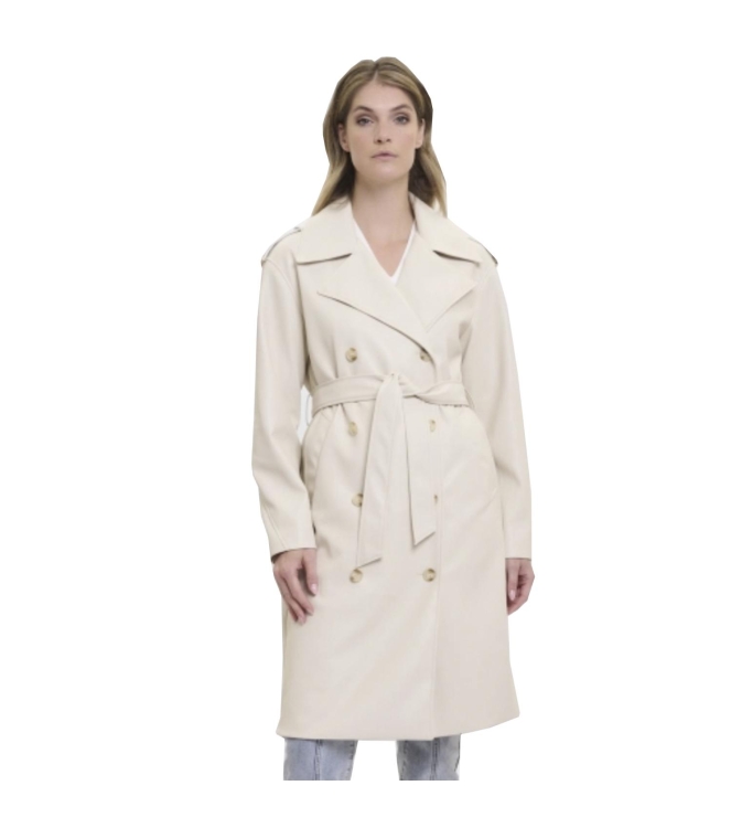 Rino en Pelle Faux leather double breasted trenchcoat 9030 birch